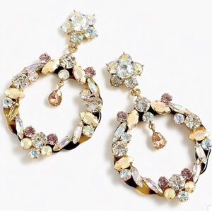 J. Crew Gold and Crystal Hoop Earrings